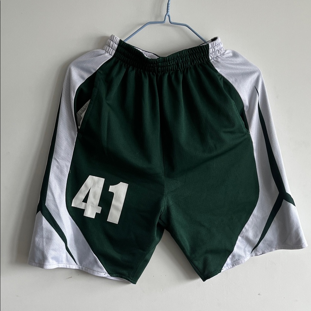 Men's Athletic Shorts in Dark Green & White with Number 41